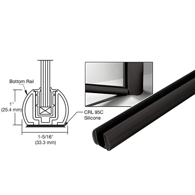 CRL Matte Black 241" Bottom Rail Only for the Aluminum Windscreen System