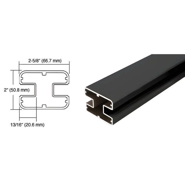 CRL Matte Black 241" Long 2" x 2-5/8" Rectangular 180 Degree Post