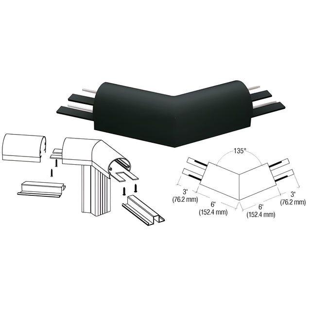 CRL Matte Black 300 Series Top Cap 135º Corner