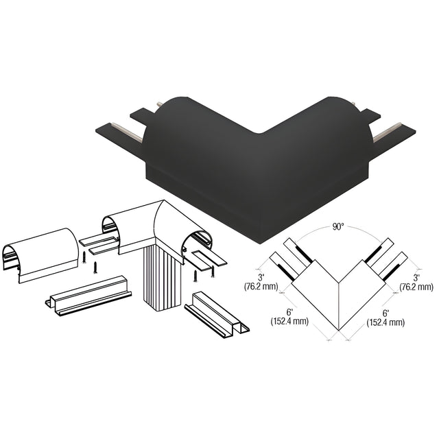 CRL Matte Black 300 Series Top Cap 90º Corner