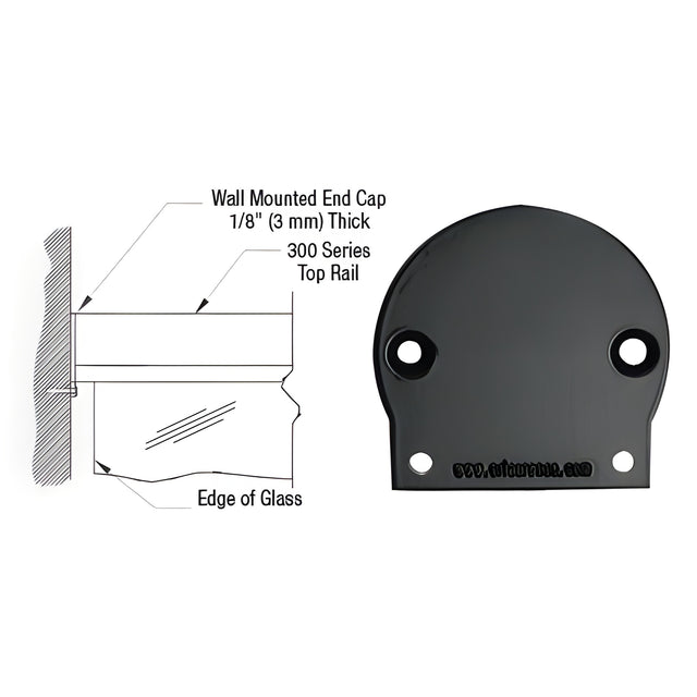 CRL Matte Black 300 Series Wall Mount End Cap