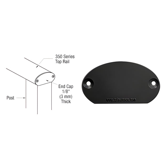 CRL Matte Black 350X Series Decorative End Cap