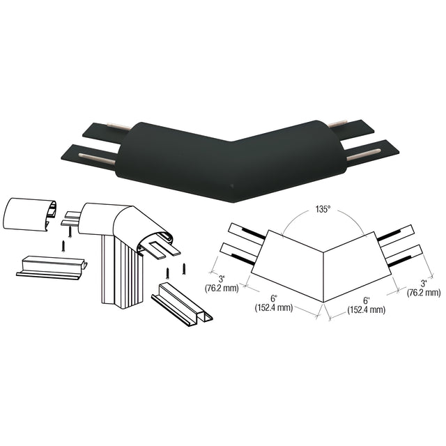 CRL Matte Black 350X Series Top Cap 135º Corner