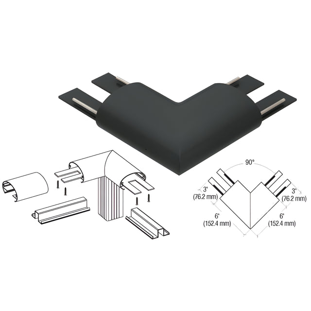 CRL Matte Black 350X Series Top Cap 90º Corner
