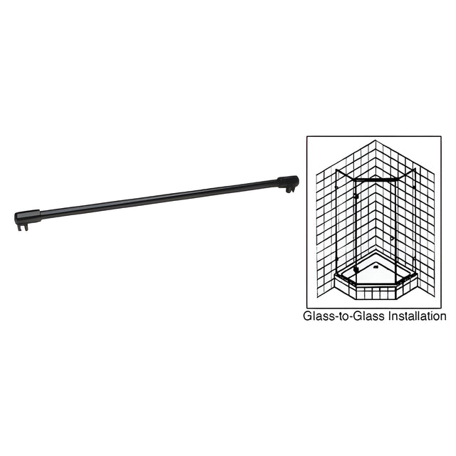 CRL Matte Black 39" Sleeve-Over Glass-To-Glass Support Bar for 3/8" to 1/2" Thick Glass