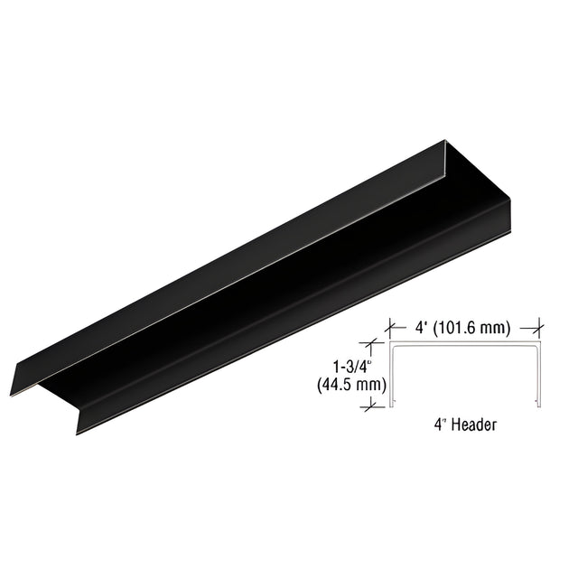 CRL Matte Black 4" Header Channel 240" Length