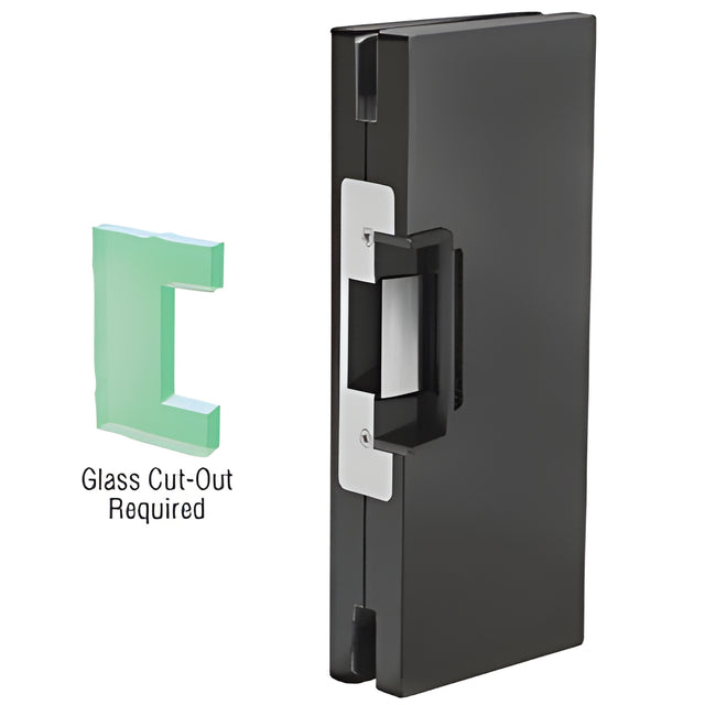 CRL Matte Black 4" x 10" RH/LHR Custom Center Lock Glass Keeper With Deadlatch Electric Strike
