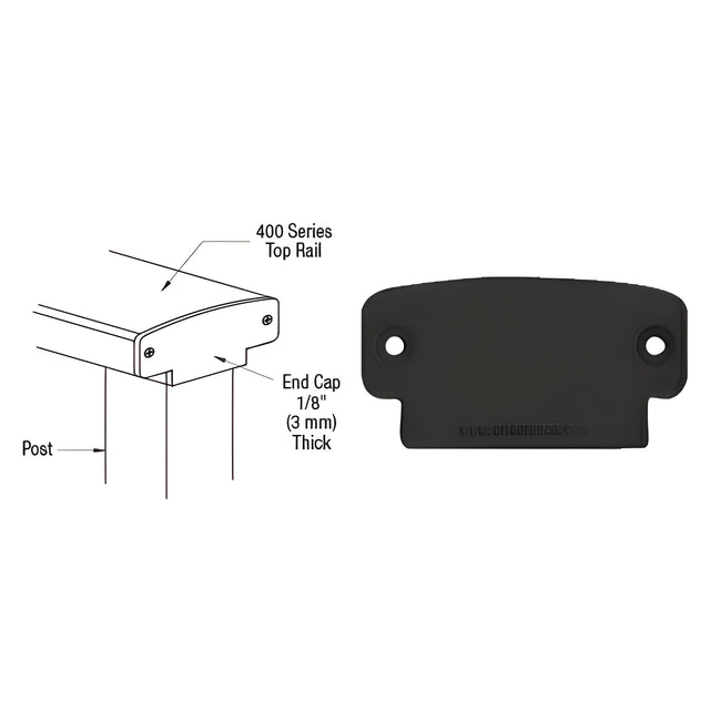 CRL Matte Black 400 Series Decorative End Cap