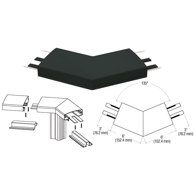 CRL Matte Black 400 Series Top Cap 135º Corner