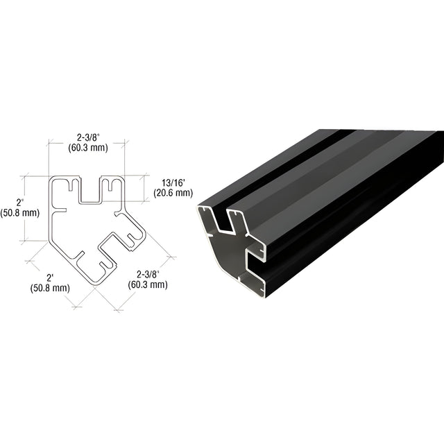 CRL Matte Black 48" Long 2" x 2-3/8" Rectangular 135 Degree Post