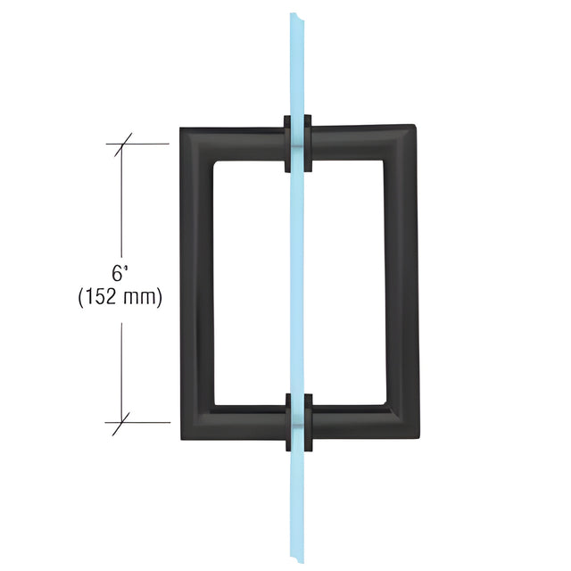 CRL Matte Black 6" MT Series Round Tubing Mitered Corner Back-to-Back Pull Handle