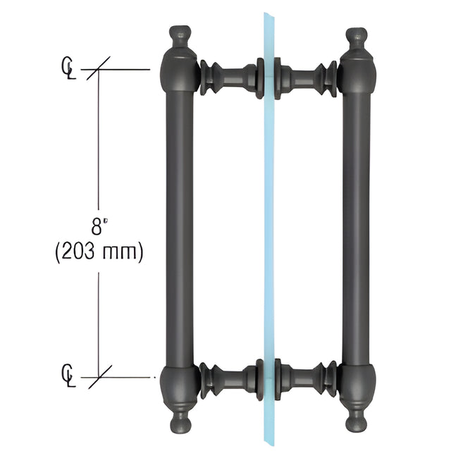 CRL Matte Black 8" Colonial Style Back-to-Back Pull Handles