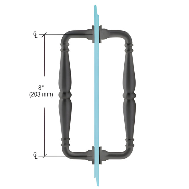 CRL Matte Black 8" Victorian Style Back-to-Back Pull Handles