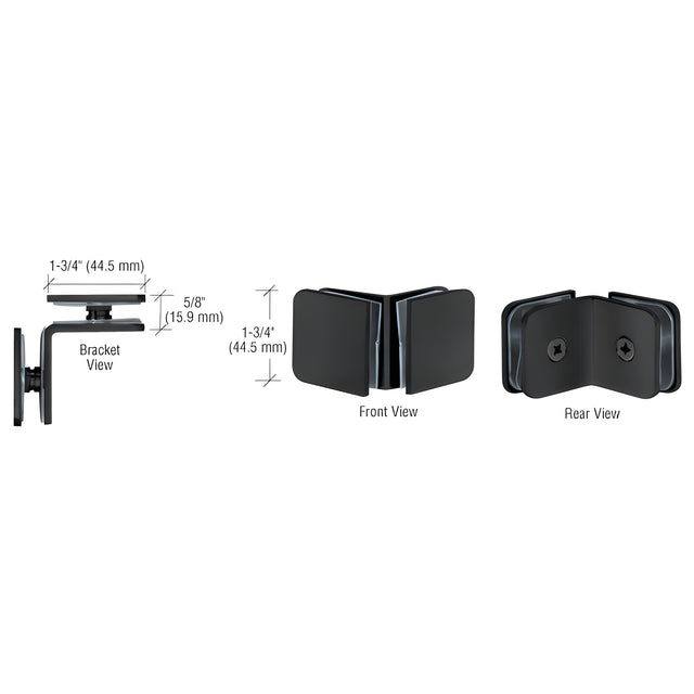 CRL Matte Black 90 Degree Traditional Style Glass-to-Glass Clamp