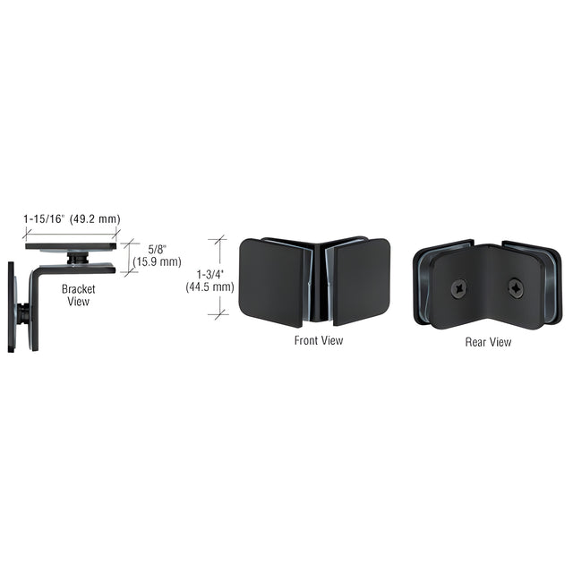 CRL Matte Black 90 Degree Traditional Style Oversized Glass Clamp