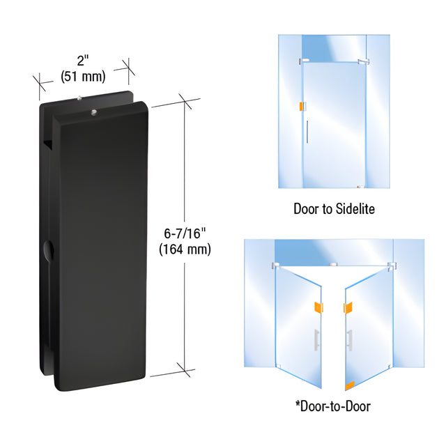 CRL Matte Black AMR Series Sidelite or Glass Door Mounted Keeper