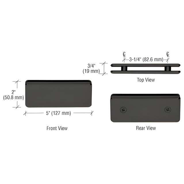 CRL Matte Black Beveled 180º Glass-to-Glass Clamp
