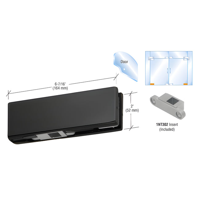 CRL Matte Black Bottom Door Patch With 1NT302 Insert