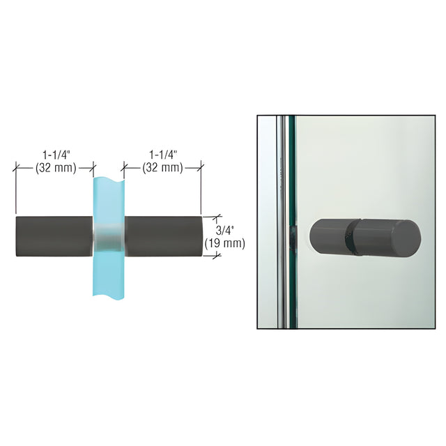 CRL Matte Black Cylinder Style Back-to-Back Shower Door Knobs