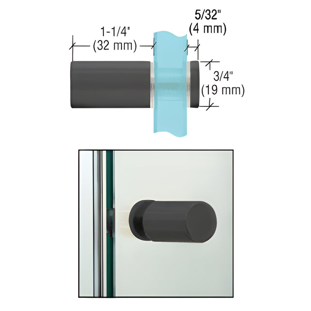 CRL Matte Black Cylinder Style Single-Sided Shower Door Knob