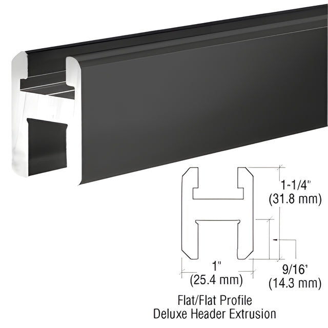 CRL Matte Black Flat/Flat Profile Deluxe Shower Door Header Kit - 95"