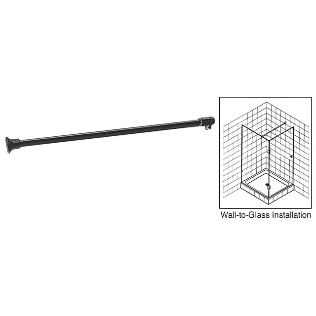 CRL Matte Black Frameless Shower Door Fixed Panel Wall-To-Glass Support Bar for 3/8" to 1/2" Thick Glass