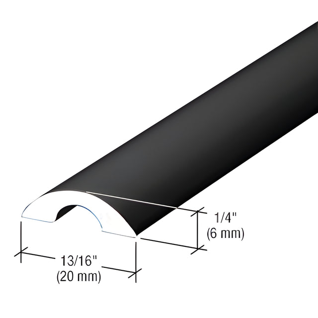 CRL Matte Black Frameless Shower Door Half-Round Threshold