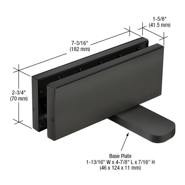 CRL Matte Black Hydraulic Patch Fitting with 2-9/16" Setback - 90º Hold Open Model