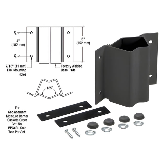 CRL Matte Black Inside 135 Degree Fascia Mounted Bracket