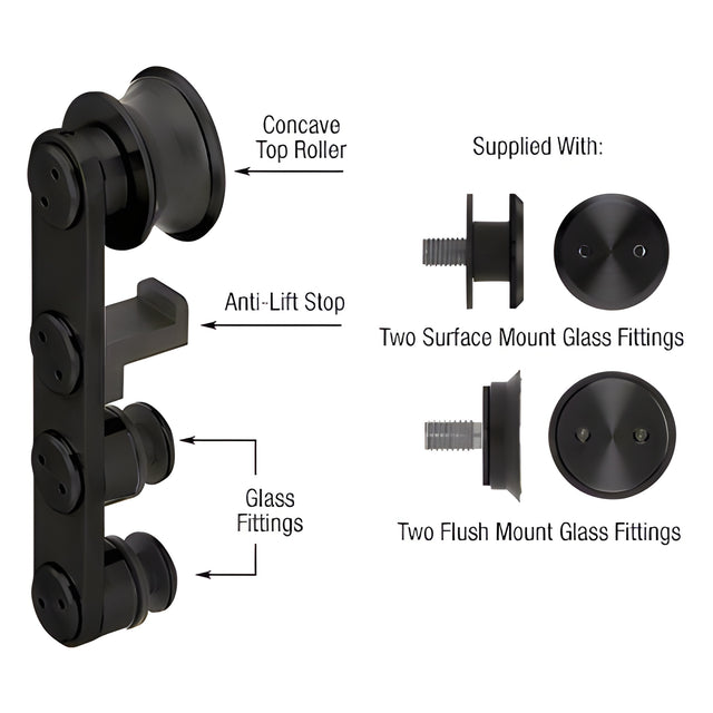 CRL Matte Black Laguna Anti-Lift Top Roller
