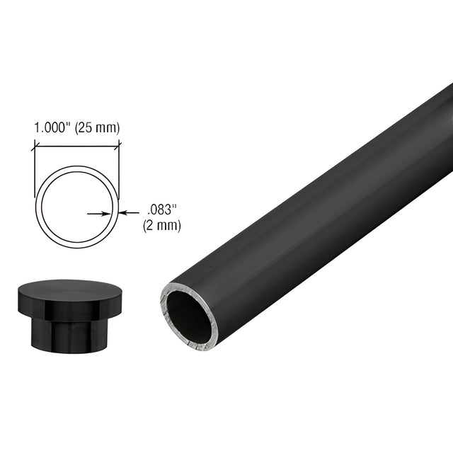 CRL Matte Black Laguna Series Top Sliding Tube with End Caps