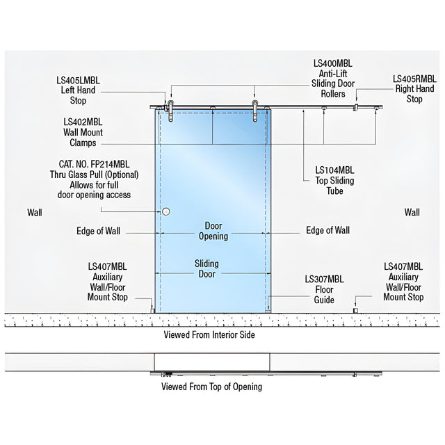 CRL Matte Black Laguna Series Wall Mount Single Slider Kit