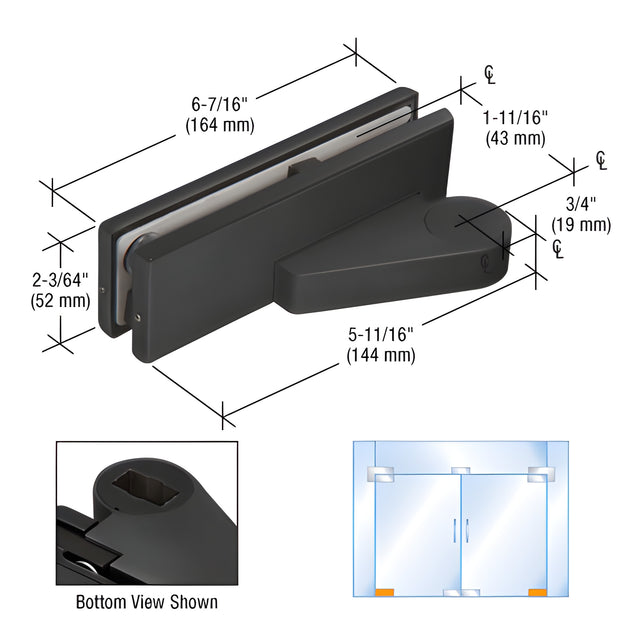 CRL Matte Black Left Offset Bottom Door Patch Fitting