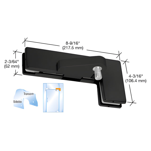 CRL Matte Black Left Offset Sidelite Mounted Transom Patch Fitting
