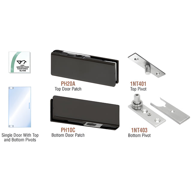 CRL Matte Black North American Patch Door Kit - Without Lock