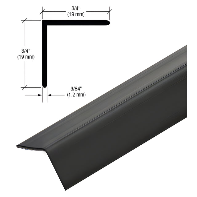 CRL Matte Black PVC 3/4" x 3/4" 90 Degree Angle with Pre-Applied Tape - 94-3/4"