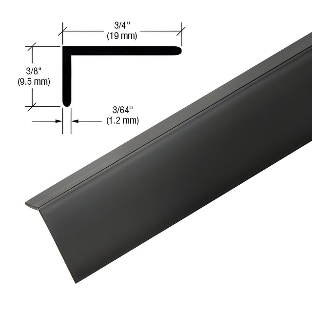 CRL Matte Black PVC 3/4" x 3/8" L Angle with Pre-Applied Tape - 95"