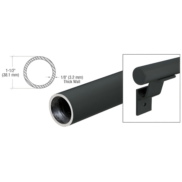 CRL Matte Black Quick Connect 1-1/2" Diameter Aluminum Hand Rail