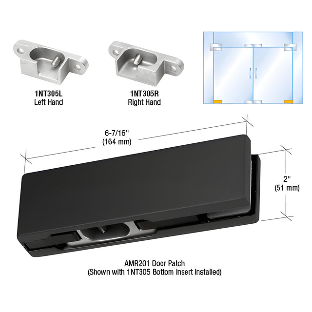 CRL Matte Black RH European Bottom Door Patch Fitting