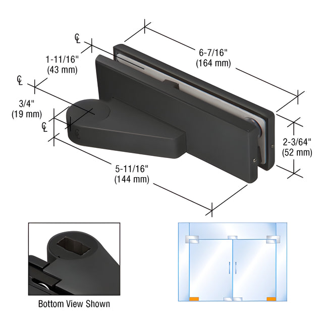 CRL Matte Black Right Offset Bottom Door Patch Fitting