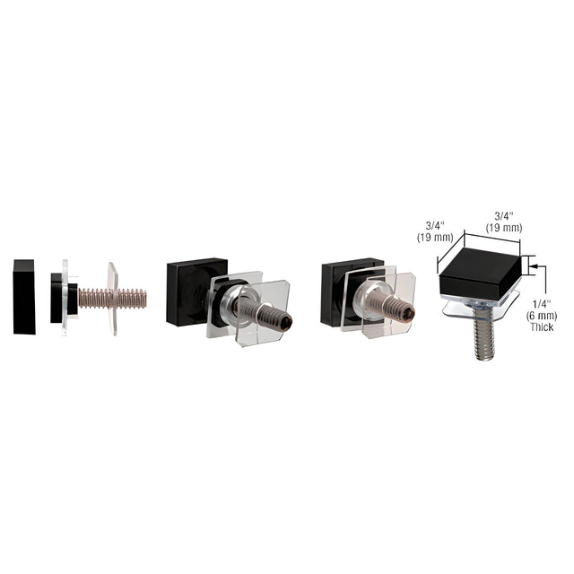 CRL Matte Black SQ Washer/Stud Replacement Set