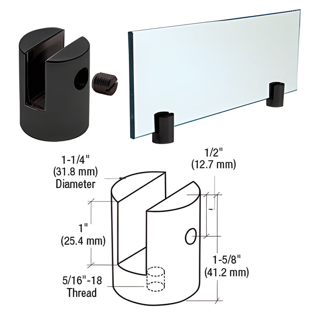 CRL Matte Black Slot Mount Standoff for 3/8" Panels