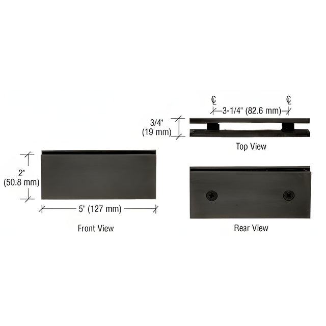 CRL Matte Black Square 180 Degree Glass-to-Glass Clamp