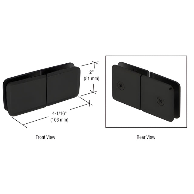 CRL Matte Black Square Beveled 180º Glass-to-Glass Movable Transom Clamp