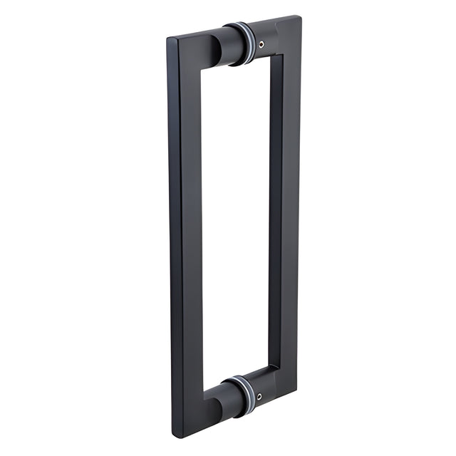 CRL Matte Black Stainless 12" Glass Mounted Tapered Back-to-Back Pull Handle