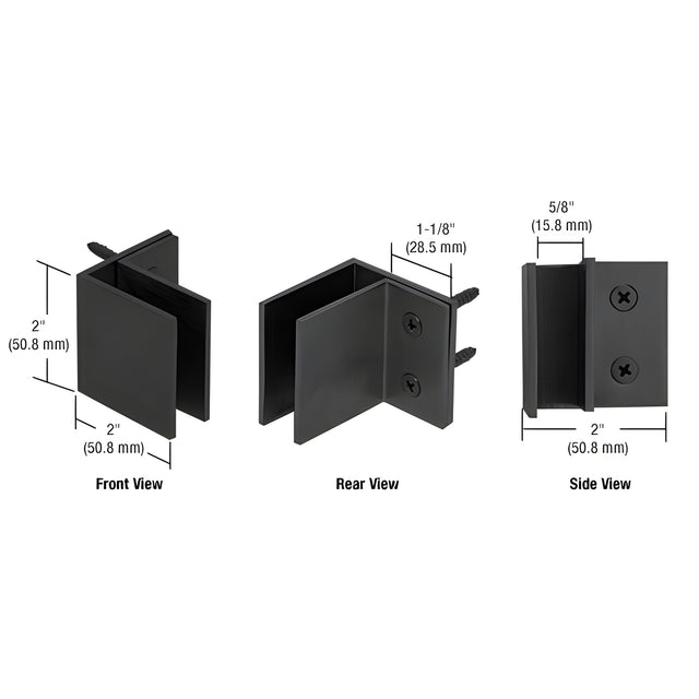 CRL Matte Black Wall Mount Square Mall Front Clamp