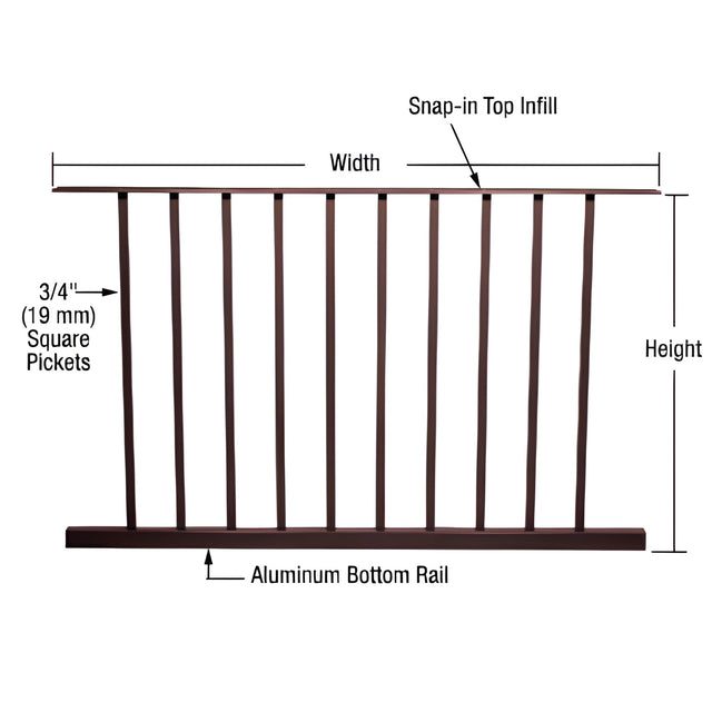CRL Matte Bronze 200, 300, 350, and 400 Series 48"W x 42"H Picket Panel