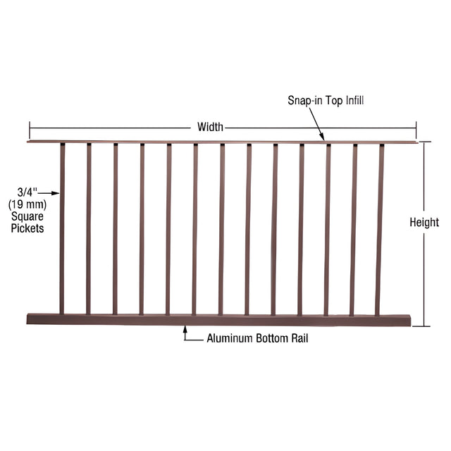 CRL Matte Bronze 200, 300, 350, and 400 Series 60"W x 36"H Picket Panel