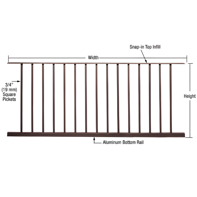 CRL Matte Bronze 200, 300, 350, and 400 Series 72"W x 48"H Picket Panel