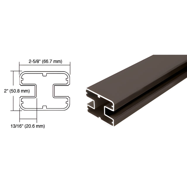 CRL Matte Bronze 241" Long 2" x 2-5/8" Rectangular 180 Degree Post